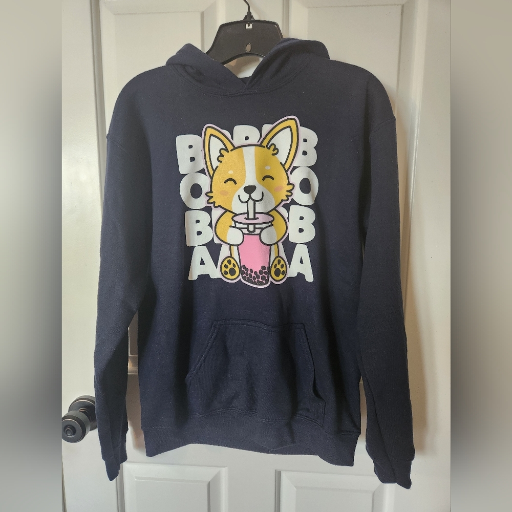 Boxlunch navy, corgi boba hoodie, size XS